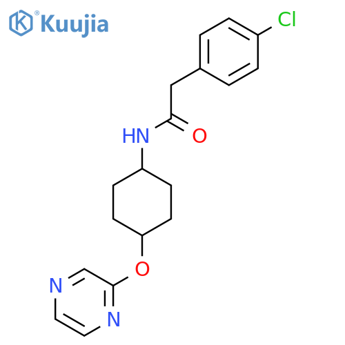 2-(4-chlorophenyl)-N-[(1r,4r)-4-(pyrazin-2-yloxy)cyclohexyl]acetamide structure