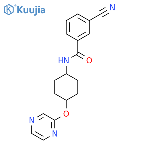 3-cyano-N-[(1r,4r)-4-(pyrazin-2-yloxy)cyclohexyl]benzamide structure