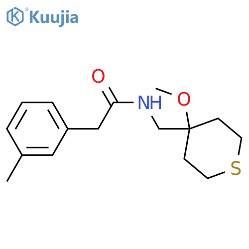 N-[(4-methoxythian-4-yl)methyl]-2-(3-methylphenyl)acetamide structure