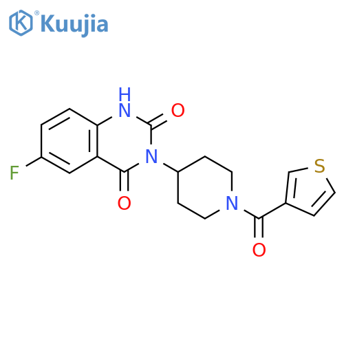 6-fluoro-3-[1-(thiophene-3-carbonyl)piperidin-4-yl]-1,2,3,4-tetrahydroquinazoline-2,4-dione structure