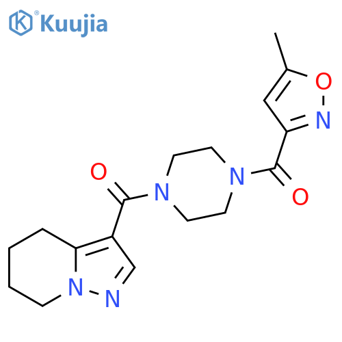 1-(5-methyl-1,2-oxazole-3-carbonyl)-4-{4H,5H,6H,7H-pyrazolo1,5-apyridine-3-carbonyl}piperazine structure