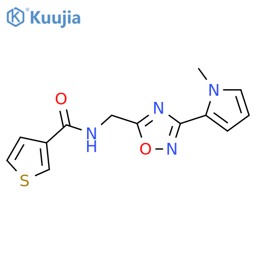 N-((3-(1-methyl-1H-pyrrol-2-yl)-1,2,4-oxadiazol-5-yl)methyl)thiophene-3-carboxamide structure