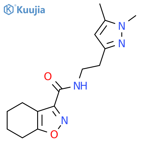 N-[2-(1,5-dimethyl-1H-pyrazol-3-yl)ethyl]-4,5,6,7-tetrahydro-1,2-benzoxazole-3-carboxamide structure