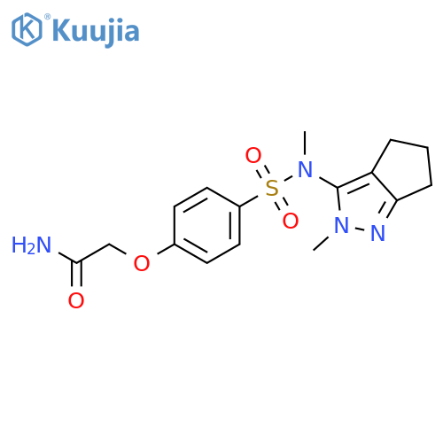 2-{4-({2-methyl-2H,4H,5H,6H-cyclopentacpyrazol-3-yl}methyl)sulfamoylphenoxy}acetamide structure