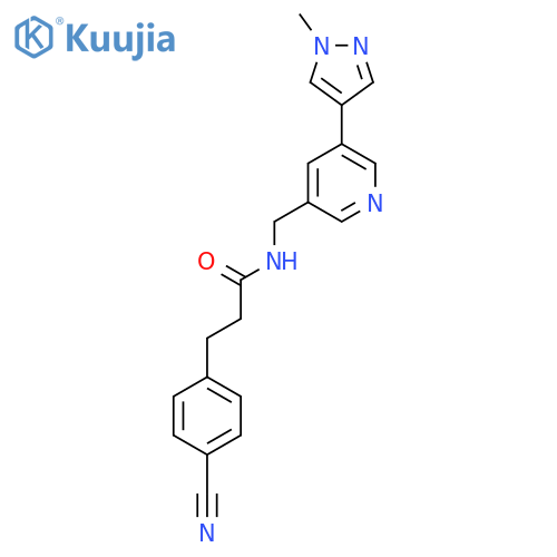 3-(4-cyanophenyl)-N-{5-(1-methyl-1H-pyrazol-4-yl)pyridin-3-ylmethyl}propanamide structure