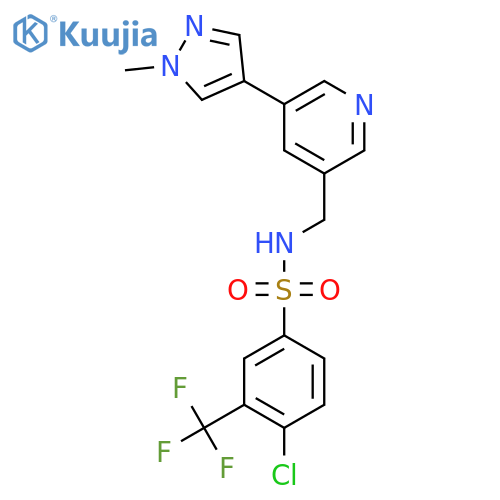 4-chloro-N-{5-(1-methyl-1H-pyrazol-4-yl)pyridin-3-ylmethyl}-3-(trifluoromethyl)benzene-1-sulfonamide structure
