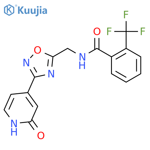 N-{[3-(2-oxo-1,2-dihydropyridin-4-yl)-1,2,4-oxadiazol-5-yl]methyl}-2-(trifluoromethyl)benzamide structure