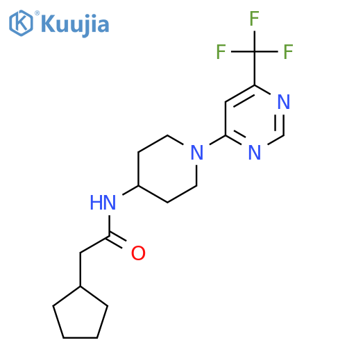 2-cyclopentyl-N-{1-[6-(trifluoromethyl)pyrimidin-4-yl]piperidin-4-yl}acetamide structure