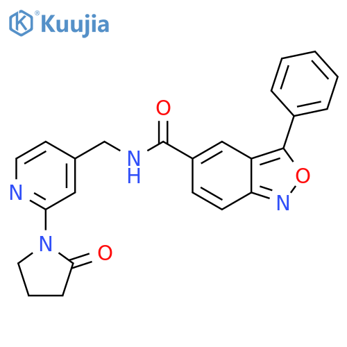 N-{[2-(2-oxopyrrolidin-1-yl)pyridin-4-yl]methyl}-3-phenyl-2,1-benzoxazole-5-carboxamide structure