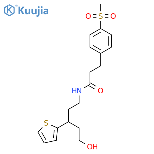 N-5-hydroxy-3-(thiophen-2-yl)pentyl-3-(4-methanesulfonylphenyl)propanamide structure