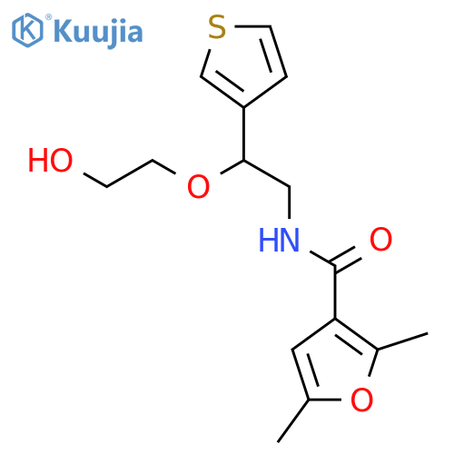 N-2-(2-hydroxyethoxy)-2-(thiophen-3-yl)ethyl-2,5-dimethylfuran-3-carboxamide structure