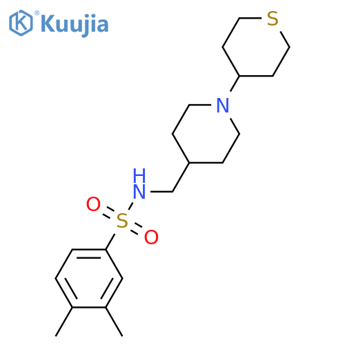 3,4-dimethyl-N-[[1-(thian-4-yl)piperidin-4-yl]methyl]benzenesulfonamide structure