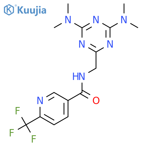 N-{4,6-bis(dimethylamino)-1,3,5-triazin-2-ylmethyl}-6-(trifluoromethyl)pyridine-3-carboxamide structure