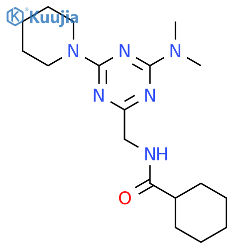 N-{4-(dimethylamino)-6-(piperidin-1-yl)-1,3,5-triazin-2-ylmethyl}cyclohexanecarboxamide structure