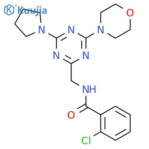 2-chloro-N-{4-(morpholin-4-yl)-6-(pyrrolidin-1-yl)-1,3,5-triazin-2-ylmethyl}benzamide structure
