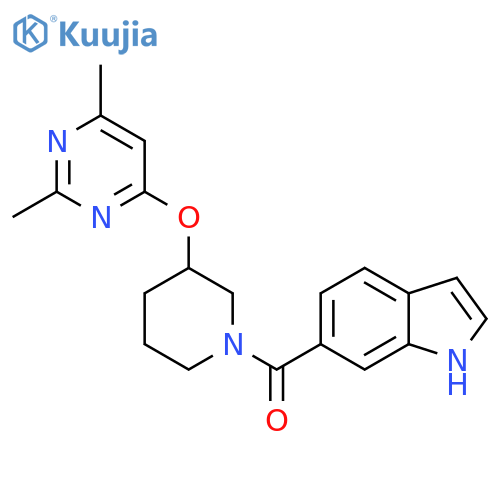 6-{3-[(2,6-dimethylpyrimidin-4-yl)oxy]piperidine-1-carbonyl}-1H-indole structure