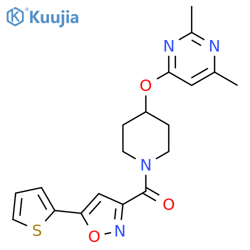 2,4-dimethyl-6-({1-[5-(thiophen-2-yl)-1,2-oxazole-3-carbonyl]piperidin-4-yl}oxy)pyrimidine structure
