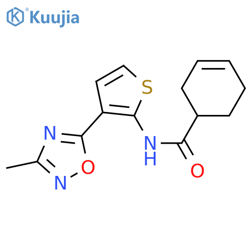 N-[3-(3-methyl-1,2,4-oxadiazol-5-yl)thiophen-2-yl]cyclohex-3-ene-1-carboxamide structure