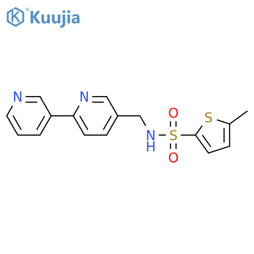 N-({[2,3'-bipyridine]-5-yl}methyl)-5-methylthiophene-2-sulfonamide structure