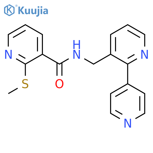 N-({[2,4'-bipyridine]-3-yl}methyl)-2-(methylsulfanyl)pyridine-3-carboxamide structure