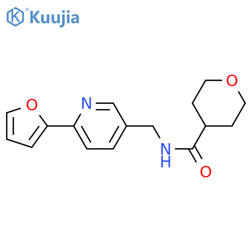 N-{6-(furan-2-yl)pyridin-3-ylmethyl}oxane-4-carboxamide structure