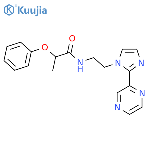 2-phenoxy-N-{2-[2-(pyrazin-2-yl)-1H-imidazol-1-yl]ethyl}propanamide structure