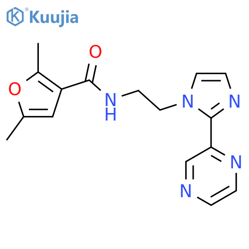 2,5-dimethyl-N-{2-[2-(pyrazin-2-yl)-1H-imidazol-1-yl]ethyl}furan-3-carboxamide structure