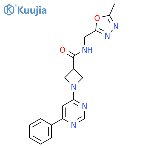 N-(5-methyl-1,3,4-oxadiazol-2-yl)methyl-1-(6-phenylpyrimidin-4-yl)azetidine-3-carboxamide structure
