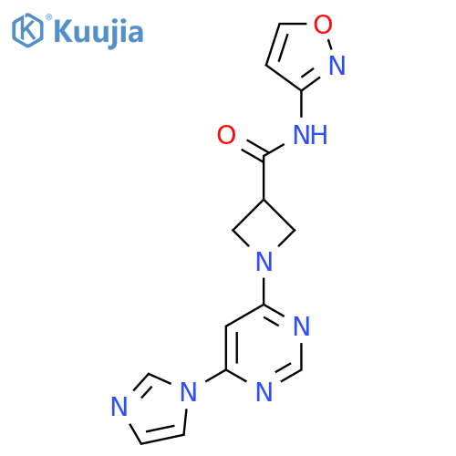 1-[6-(1H-imidazol-1-yl)pyrimidin-4-yl]-N-(1,2-oxazol-3-yl)azetidine-3-carboxamide structure