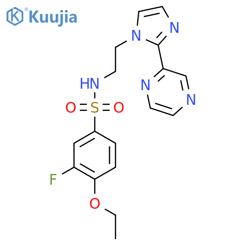 4-ethoxy-3-fluoro-N-{2-[2-(pyrazin-2-yl)-1H-imidazol-1-yl]ethyl}benzene-1-sulfonamide structure
