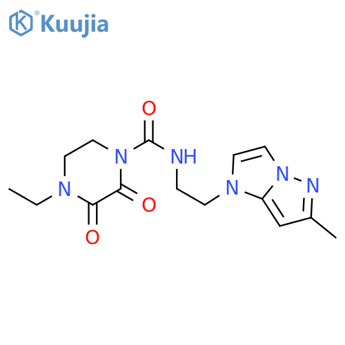 4-ethyl-N-(2-{6-methyl-1H-pyrazolo[1,5-a]imidazol-1-yl}ethyl)-2,3-dioxopiperazine-1-carboxamide structure