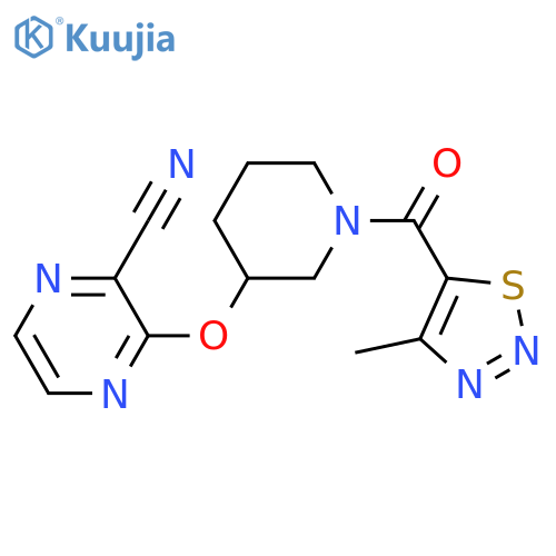 3-{[1-(4-methyl-1,2,3-thiadiazole-5-carbonyl)piperidin-3-yl]oxy}pyrazine-2-carbonitrile structure