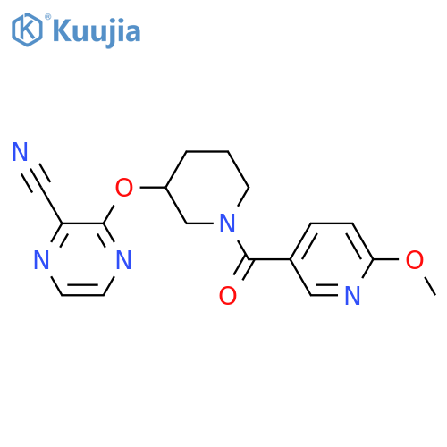 3-{1-(6-methoxypyridine-3-carbonyl)piperidin-3-yloxy}pyrazine-2-carbonitrile structure