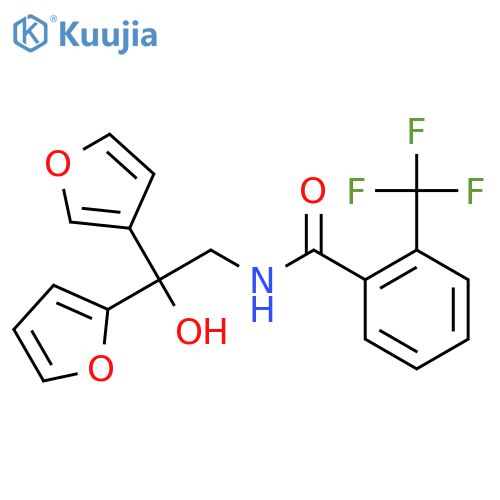 N-2-(furan-2-yl)-2-(furan-3-yl)-2-hydroxyethyl-2-(trifluoromethyl)benzamide structure