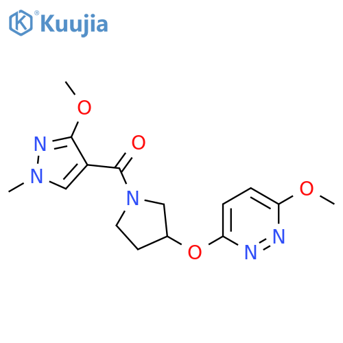3-methoxy-6-{1-(3-methoxy-1-methyl-1H-pyrazole-4-carbonyl)pyrrolidin-3-yloxy}pyridazine structure