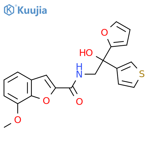 N-[2-(furan-2-yl)-2-hydroxy-2-(thiophen-3-yl)ethyl]-7-methoxy-1-benzofuran-2-carboxamide structure