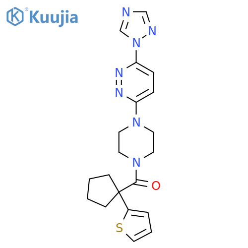 (4-(6-(1H-1,2,4-triazol-1-yl)pyridazin-3-yl)piperazin-1-yl)(1-(thiophen-2-yl)cyclopentyl)methanone structure