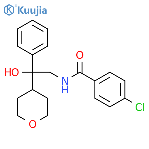 4-chloro-N-[2-hydroxy-2-(oxan-4-yl)-2-phenylethyl]benzamide structure