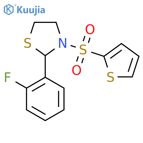 2-(2-Fluorophenyl)-3-(thiophen-2-ylsulfonyl)thiazolidine structure