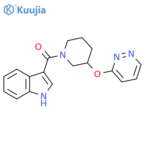 3-[3-(pyridazin-3-yloxy)piperidine-1-carbonyl]-1H-indole structure
