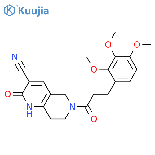 2-oxo-6-[3-(2,3,4-trimethoxyphenyl)propanoyl]-1,5,7,8-tetrahydro-1,6-naphthyridine-3-carbonitrile structure
