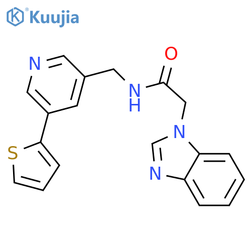 2-(1H-1,3-benzodiazol-1-yl)-N-{5-(thiophen-2-yl)pyridin-3-ylmethyl}acetamide structure