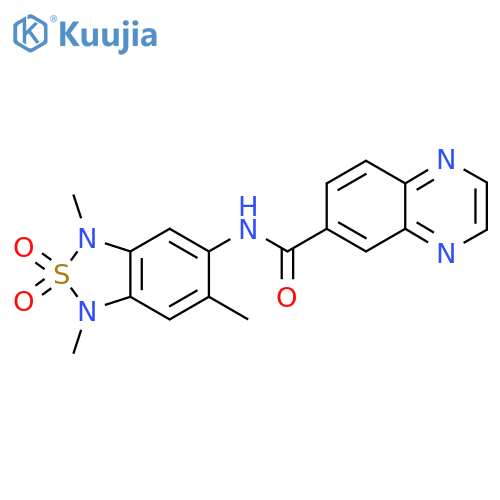 N-(1,3,6-trimethyl-2,2-dioxo-1,3-dihydro-2lambda6,1,3-benzothiadiazol-5-yl)quinoxaline-6-carboxamide structure