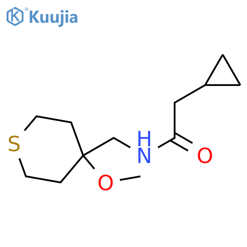 2-cyclopropyl-N-[(4-methoxythian-4-yl)methyl]acetamide structure