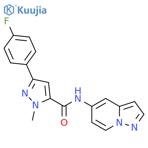 3-(4-fluorophenyl)-1-methyl-N-{pyrazolo[1,5-a]pyridin-5-yl}-1H-pyrazole-5-carboxamide structure