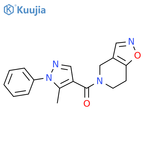 6,7-dihydro-4H-[1,2]oxazolo[4,5-c]pyridin-5-yl-(5-methyl-1-phenylpyrazol-4-yl)methanone structure