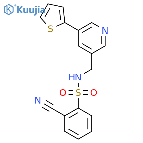 2-cyano-N-{[5-(thiophen-2-yl)pyridin-3-yl]methyl}benzene-1-sulfonamide structure