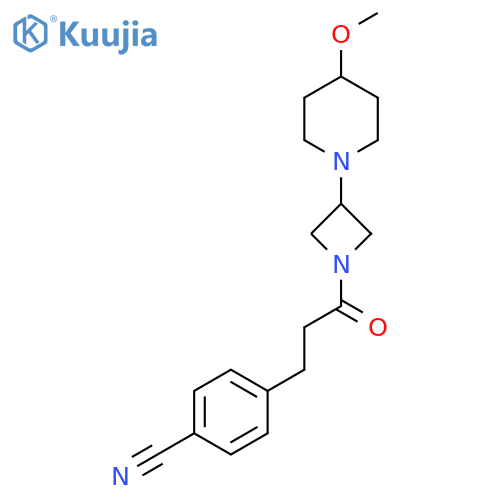 4-(3-(3-(4-Methoxypiperidin-1-yl)azetidin-1-yl)-3-oxopropyl)benzonitrile structure