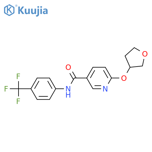 6-(oxolan-3-yloxy)-N-[4-(trifluoromethyl)phenyl]pyridine-3-carboxamide structure