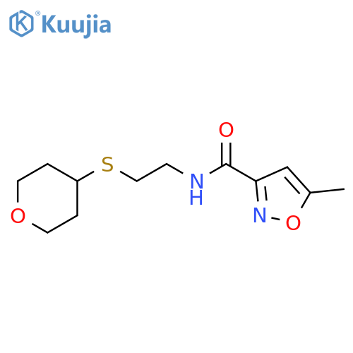 5-methyl-N-[2-(oxan-4-ylsulfanyl)ethyl]-1,2-oxazole-3-carboxamide structure